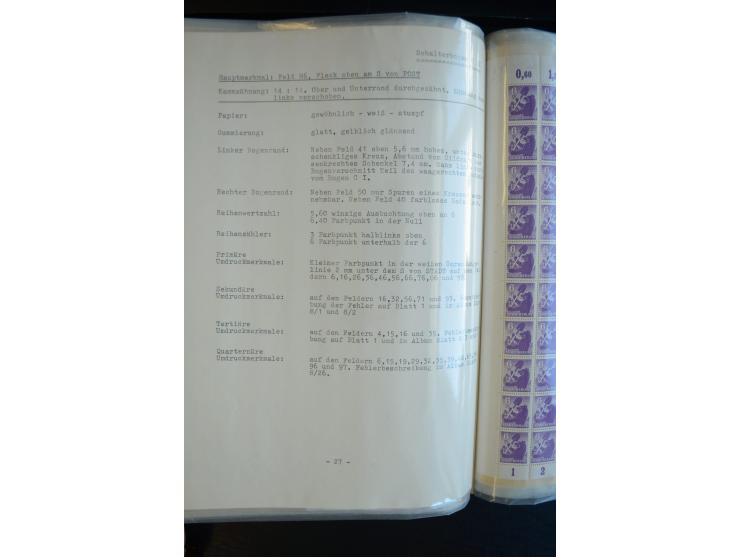 1945, umfangreicher Bogen-Posten mit ca. 650 Stück in unterschiedlichen Mengen von ca. 60 bis 140 Stück, dabei verschiedene P