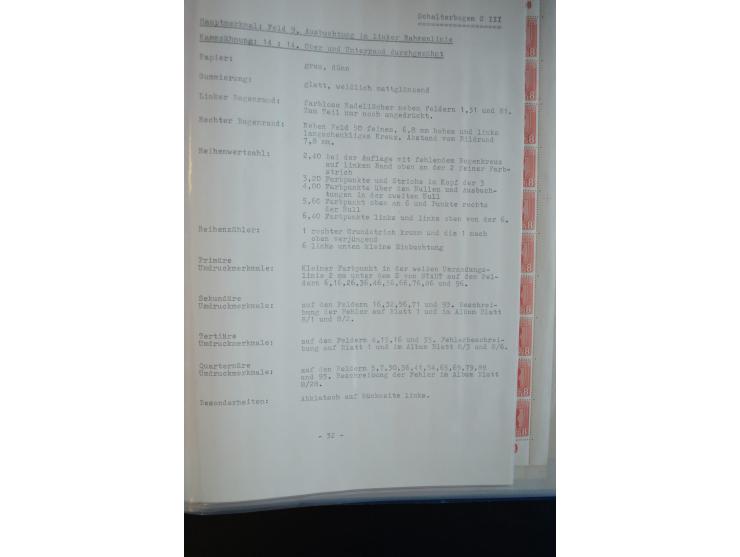 1945, umfangreicher Bogen-Posten mit ca. 650 Stück in unterschiedlichen Mengen von ca. 60 bis 140 Stück, dabei verschiedene P