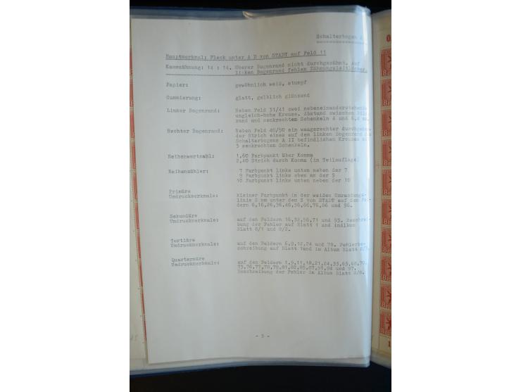 1945, umfangreicher Bogen-Posten mit ca. 650 Stück in unterschiedlichen Mengen von ca. 60 bis 140 Stück, dabei verschiedene P