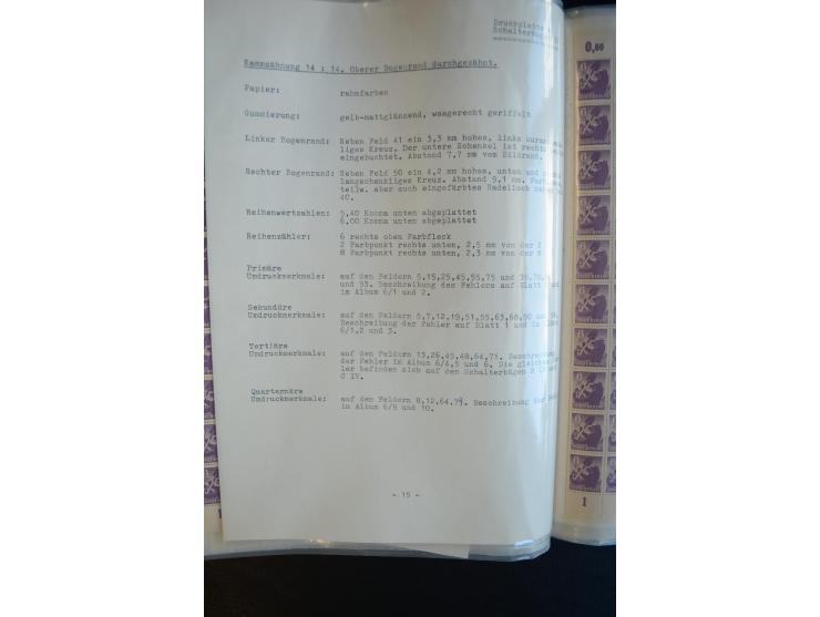 1945, umfangreicher Bogen-Posten mit ca. 650 Stück in unterschiedlichen Mengen von ca. 60 bis 140 Stück, dabei verschiedene P