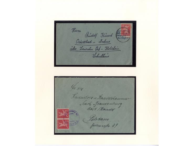 1945/46, kleine Sammlung "Notstempel auf Bärenmarken-Frankaturen" mit 28 ausgesuchten Briefen und Karten, praktisch nur klare