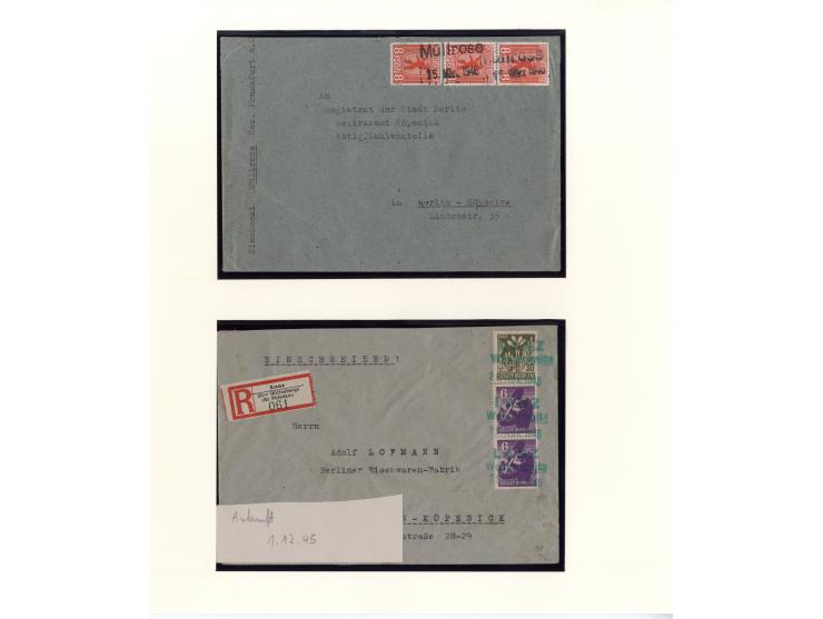 1945/46, kleine Sammlung "Notstempel auf Bärenmarken-Frankaturen" mit 28 ausgesuchten Briefen und Karten, praktisch nur klare