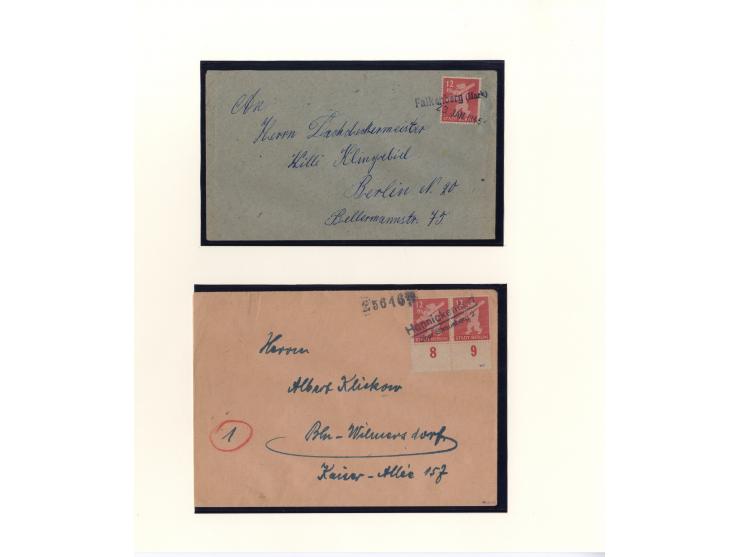 1945/46, kleine Sammlung "Notstempel auf Bärenmarken-Frankaturen" mit 28 ausgesuchten Briefen und Karten, praktisch nur klare