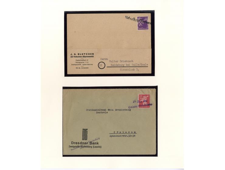 1945/46, kleine Sammlung "Notstempel auf Bärenmarken-Frankaturen" mit 28 ausgesuchten Briefen und Karten, praktisch nur klare
