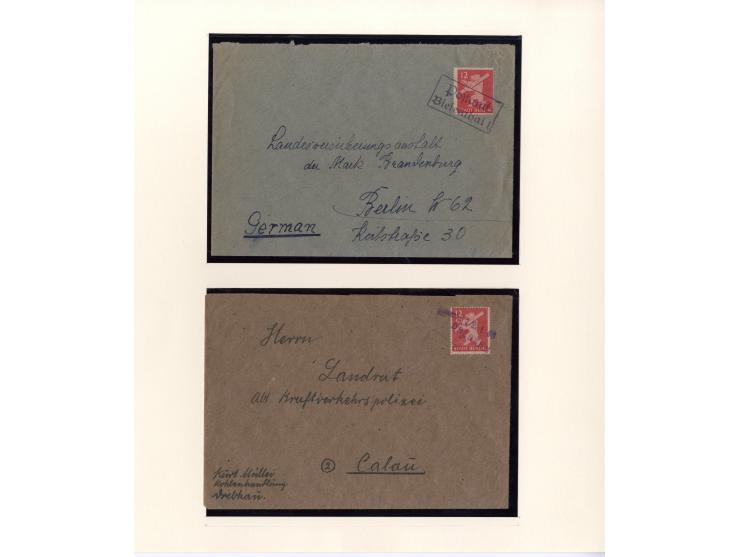 1945/46, kleine Sammlung "Notstempel auf Bärenmarken-Frankaturen" mit 28 ausgesuchten Briefen und Karten, praktisch nur klare