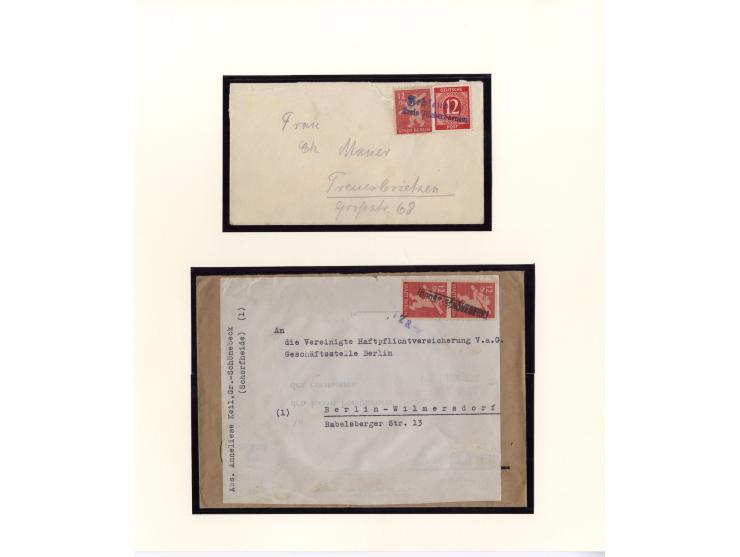 1945/46, kleine Sammlung "Notstempel auf Bärenmarken-Frankaturen" mit 28 ausgesuchten Briefen und Karten, praktisch nur klare