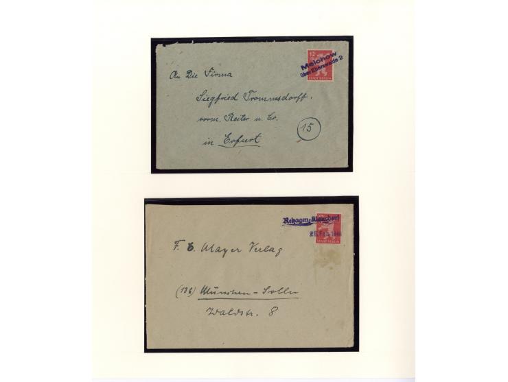 1945/46, kleine Sammlung "Notstempel auf Bärenmarken-Frankaturen" mit 28 ausgesuchten Briefen und Karten, praktisch nur klare