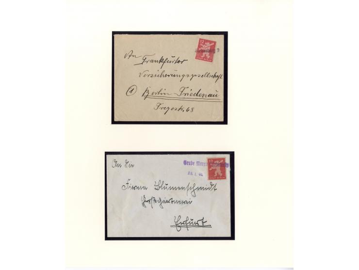 1945/46, kleine Sammlung "Notstempel auf Bärenmarken-Frankaturen" mit 28 ausgesuchten Briefen und Karten, praktisch nur klare