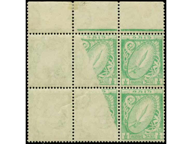 1922, Definitives ½d. as marginal block of six, reverse with superb offset complete on 2 stamps and partially on 2 more stamp