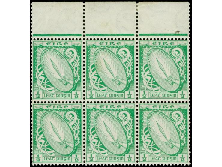 1922, Definitives ½d. as marginal block of six, reverse with superb offset complete on 2 stamps and partially on 2 more stamp