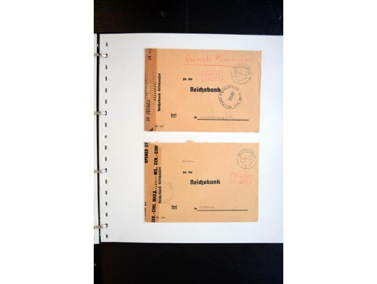 1945, interessanter Sammlung Kurierpost vor der Eröffnung des Interzonen-Postverkehr mit ca. 70 Bank-Briefen aus einer Korres
