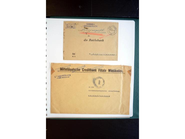 1945, interessanter Sammlung Kurierpost vor der Eröffnung des Interzonen-Postverkehr mit ca. 70 Bank-Briefen aus einer Korres