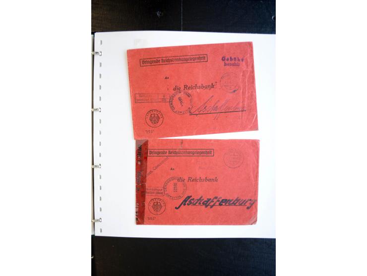1945, interessanter Sammlung Kurierpost vor der Eröffnung des Interzonen-Postverkehr mit ca. 70 Bank-Briefen aus einer Korres