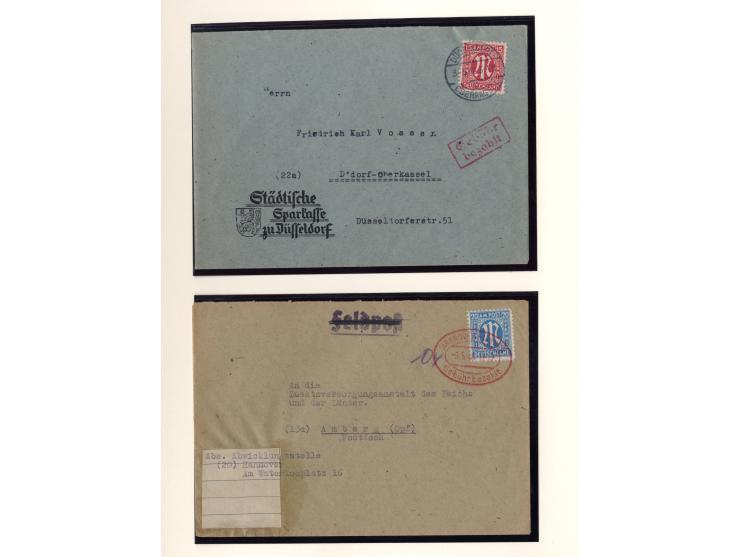 1945/46, kleine Sammlung "AM-POST" mit 28 Briefen, Karten und Ganzsachen, meist Teilbarfrankaturen mit interssanten und besse