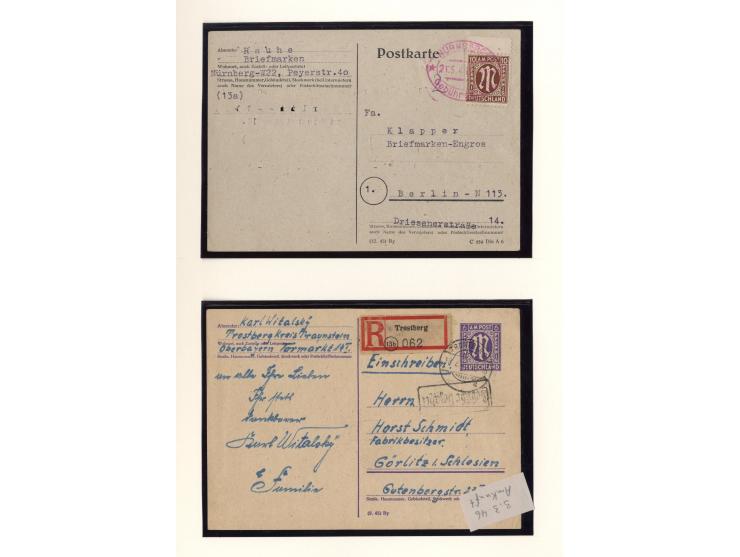1945/46, kleine Sammlung "AM-POST" mit 28 Briefen, Karten und Ganzsachen, meist Teilbarfrankaturen mit interssanten und besse
