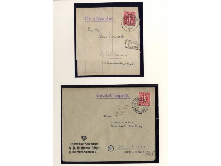 1945/46, kleine Sammlung "AM-POST" mit 28 Briefen, Karten und Ganzsachen, meist Teilbarfrankaturen mit interssanten und besse