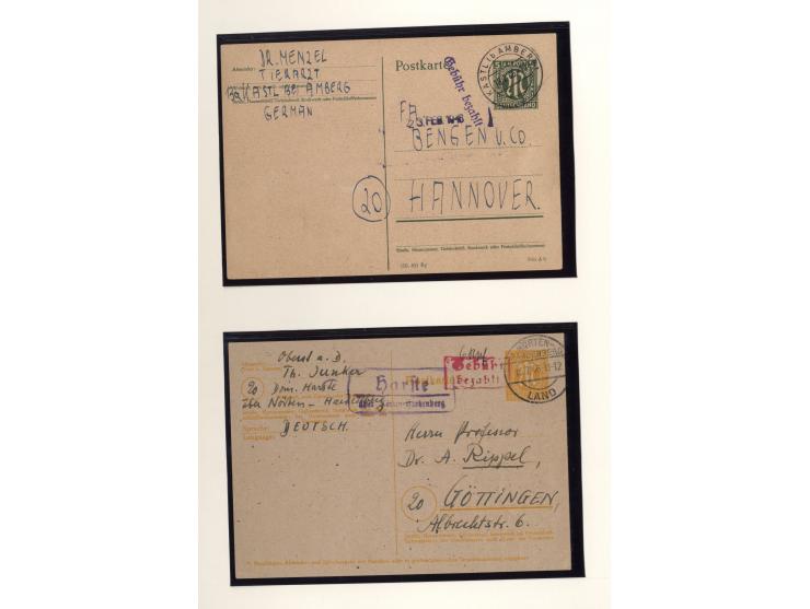 1945/46, kleine Sammlung "AM-POST" mit 28 Briefen, Karten und Ganzsachen, meist Teilbarfrankaturen mit interssanten und besse