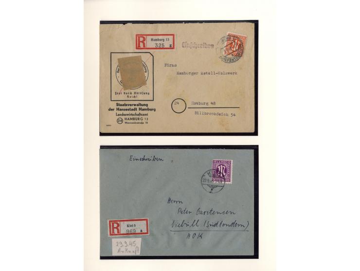 1945/46, kleine Sammlung "AM-POST" mit 28 Briefen, Karten und Ganzsachen, meist Teilbarfrankaturen mit interssanten und besse