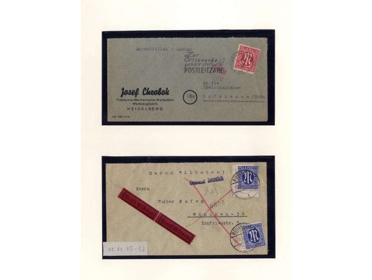 1945/46, kleine Sammlung "AM-POST" mit 28 Briefen, Karten und Ganzsachen, meist Teilbarfrankaturen mit interssanten und besse
