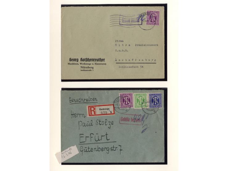 1945/46, kleine Sammlung "AM-POST" mit 28 Briefen, Karten und Ganzsachen, meist Teilbarfrankaturen mit interssanten und besse