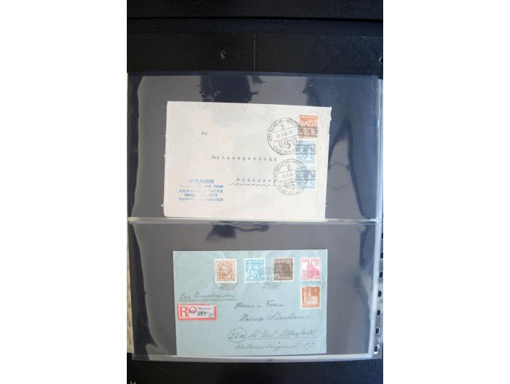 1948, interessante Sammlung "Band/Nezt-Aufdrucke" mit ca. 150 Briefen und Karten, dabei viele Einzel- und Mehrfachfrankaturen