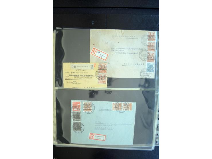1948, interessante Sammlung "Band/Nezt-Aufdrucke" mit ca. 150 Briefen und Karten, dabei viele Einzel- und Mehrfachfrankaturen