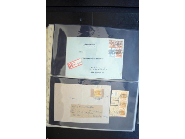 1948, interessante Sammlung "Band/Nezt-Aufdrucke" mit ca. 150 Briefen und Karten, dabei viele Einzel- und Mehrfachfrankaturen