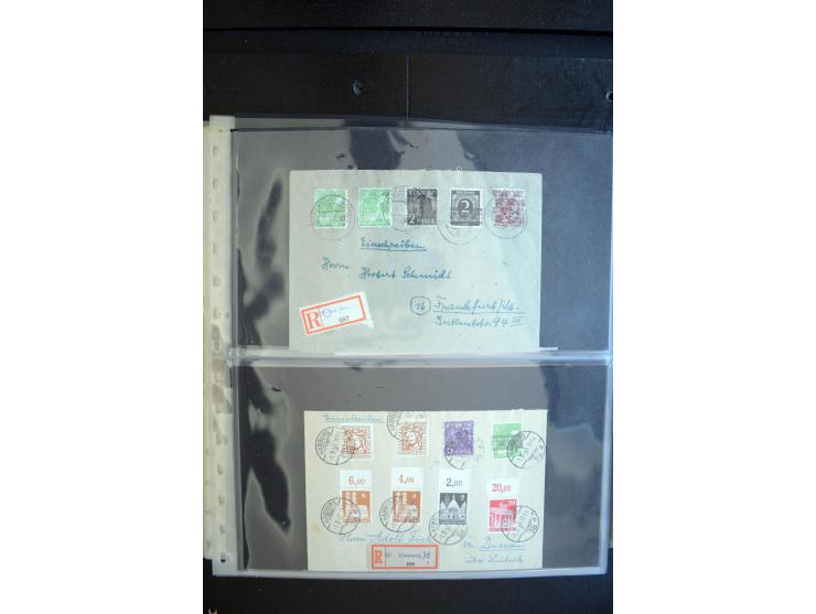 1948, interessante Sammlung "Band/Nezt-Aufdrucke" mit ca. 150 Briefen und Karten, dabei viele Einzel- und Mehrfachfrankaturen