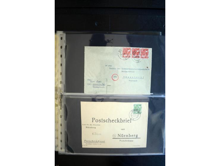 1948, interessante Sammlung "Band/Nezt-Aufdrucke" mit ca. 150 Briefen und Karten, dabei viele Einzel- und Mehrfachfrankaturen