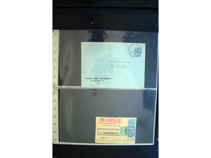 1948, interessante Sammlung "Band/Nezt-Aufdrucke" mit ca. 150 Briefen und Karten, dabei viele Einzel- und Mehrfachfrankaturen
