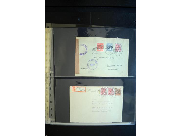 1948, interessante Sammlung "Band/Nezt-Aufdrucke" mit ca. 150 Briefen und Karten, dabei viele Einzel- und Mehrfachfrankaturen