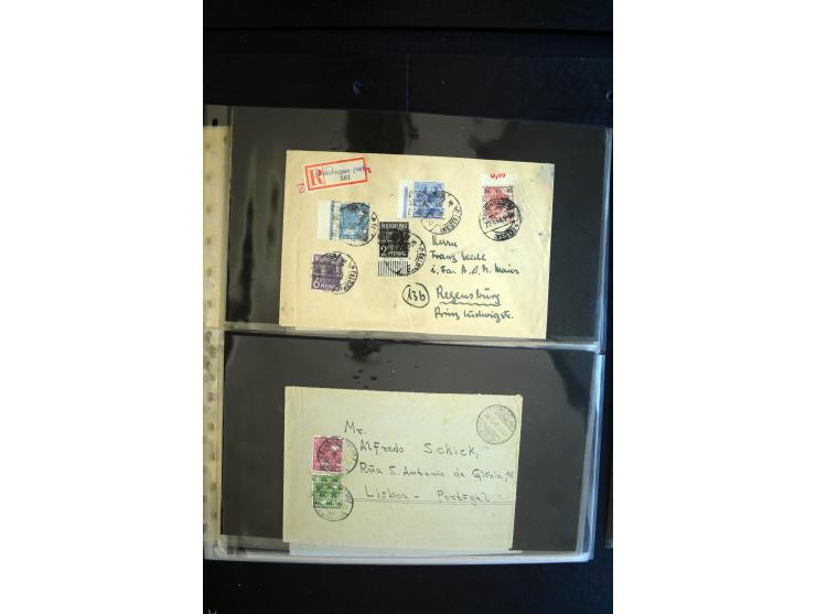 1948, interessante Sammlung "Band/Nezt-Aufdrucke" mit ca. 150 Briefen und Karten, dabei viele Einzel- und Mehrfachfrankaturen