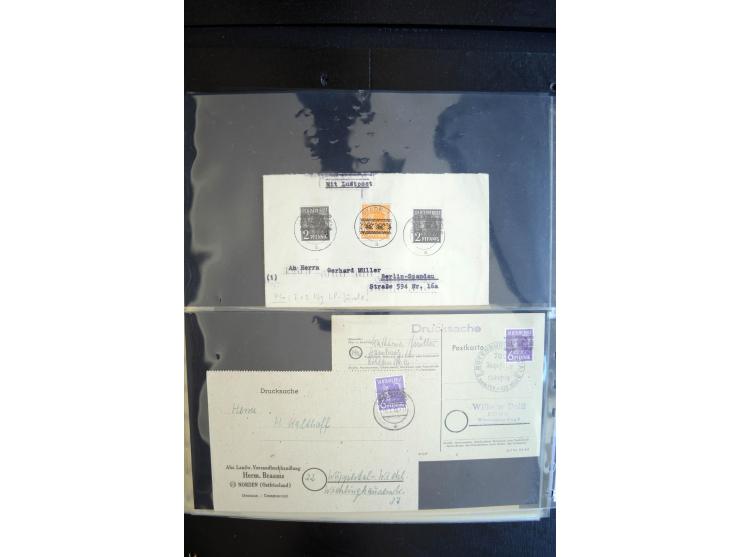 1948, interessante Sammlung "Band/Nezt-Aufdrucke" mit ca. 150 Briefen und Karten, dabei viele Einzel- und Mehrfachfrankaturen
