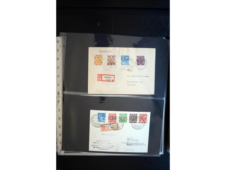 1948, interessante Sammlung "Band/Nezt-Aufdrucke" mit ca. 150 Briefen und Karten, dabei viele Einzel- und Mehrfachfrankaturen