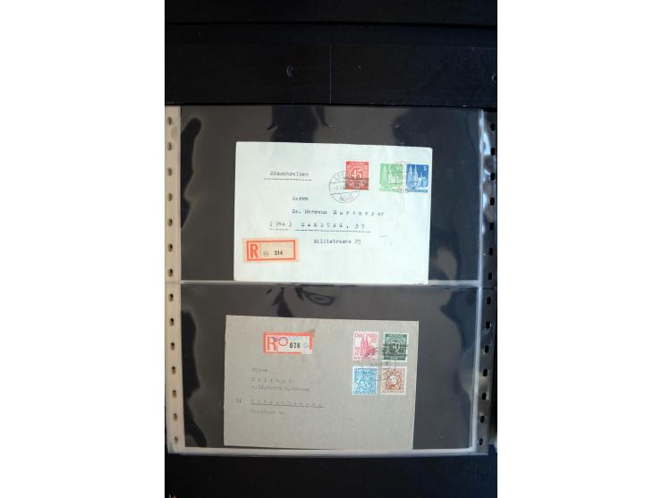 1948, interessante Sammlung "Band/Nezt-Aufdrucke" mit ca. 150 Briefen und Karten, dabei viele Einzel- und Mehrfachfrankaturen