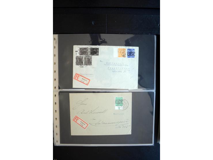 1948, interessante Sammlung "Band/Nezt-Aufdrucke" mit ca. 150 Briefen und Karten, dabei viele Einzel- und Mehrfachfrankaturen