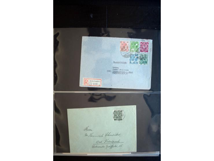 1948, interessante Sammlung "Band/Nezt-Aufdrucke" mit ca. 150 Briefen und Karten, dabei viele Einzel- und Mehrfachfrankaturen