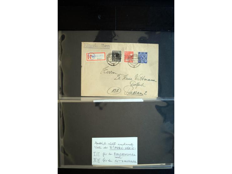 1948, interessante Sammlung "Band/Nezt-Aufdrucke" mit ca. 150 Briefen und Karten, dabei viele Einzel- und Mehrfachfrankaturen