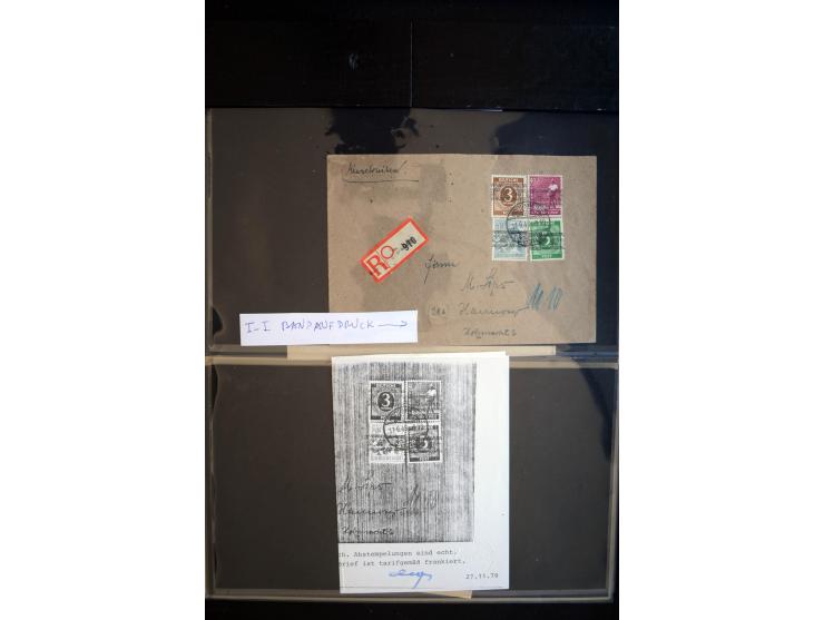 1948, interessante Sammlung "Band/Nezt-Aufdrucke" mit ca. 150 Briefen und Karten, dabei viele Einzel- und Mehrfachfrankaturen