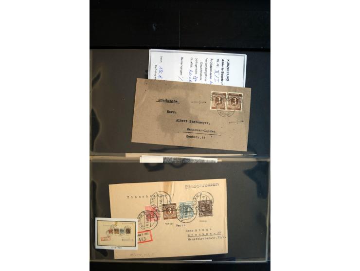 1948, interessante Sammlung "Band/Nezt-Aufdrucke" mit ca. 150 Briefen und Karten, dabei viele Einzel- und Mehrfachfrankaturen