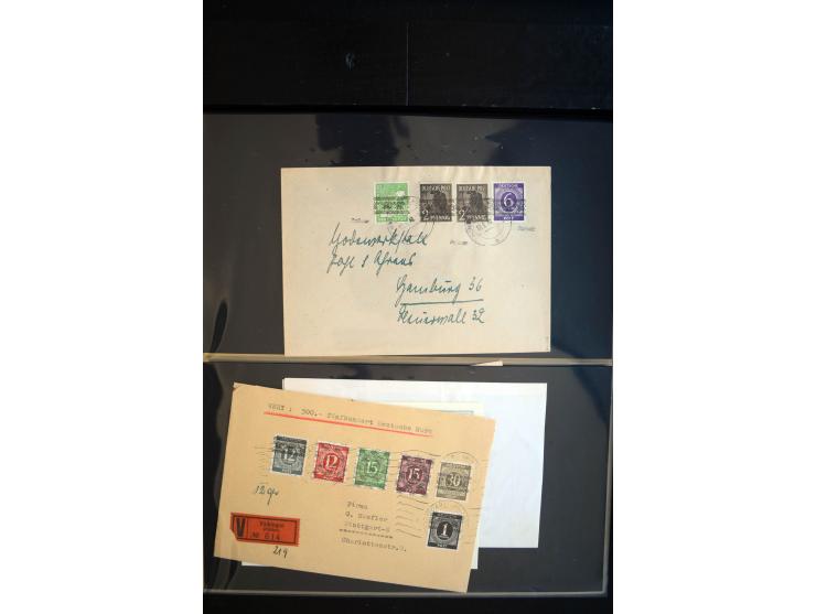 1948, interessante Sammlung "Band/Nezt-Aufdrucke" mit ca. 150 Briefen und Karten, dabei viele Einzel- und Mehrfachfrankaturen