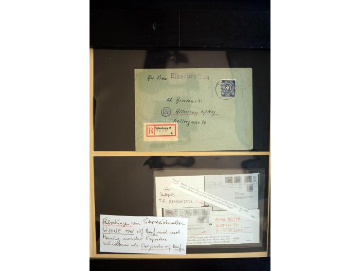 1948, interessante Sammlung "Band/Nezt-Aufdrucke" mit ca. 150 Briefen und Karten, dabei viele Einzel- und Mehrfachfrankaturen