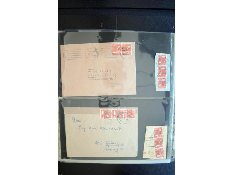 1948, interessante Sammlung "Band/Nezt-Aufdrucke" mit ca. 150 Briefen und Karten, dabei viele Einzel- und Mehrfachfrankaturen