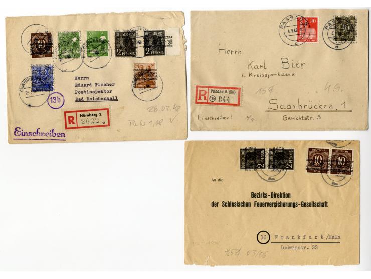 1948, interessante Partie von über 30 Briefen und Karten mit Band- und Netzaufdruckfrankaturen, dabei bessere Frankaturen sow