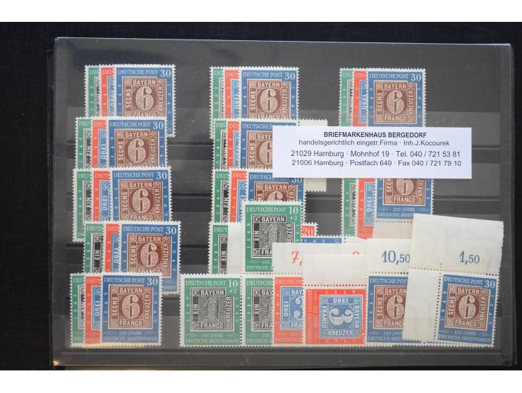 1949/60, postfrische und etwas gestempelte Partie, dabei u.a. Mi.-Nr. 113-15 (14), 116 (11), 117-20 (6), 121-22 (4), 147 (31)