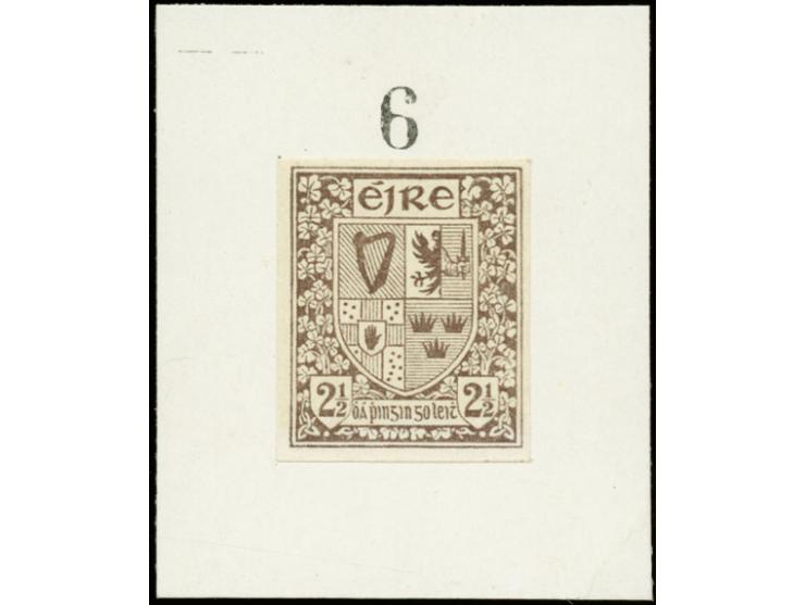 1922, Definitive 2½d. imperforated colour proof in violet-brown, unused and mounted on chalk paper (40X40mm) with stamped num