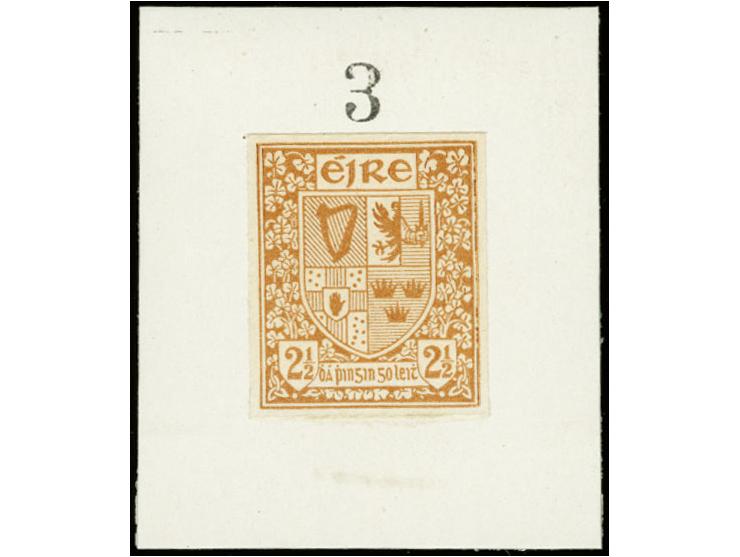 1922, Definitive 2½d. imperforated colour proof in pale orange-brown, unused and mounted on chalk paper (40X40mm) with stampe