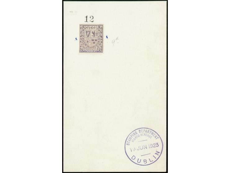 1922, Definitive 2½d. imperforated colour proof in violet, mounted on chalk paper (72X135mm) with stamped number "12" on top,