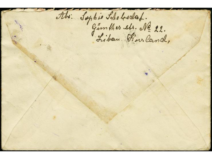 1919, 25 k. tied by cds. "LEEPAJA 25 11 19" to cover addressed to "An den Freiwilligen....Reichswehrschützenregiment 13 Kompa