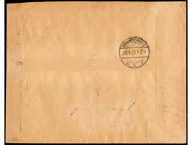 1923, Memel issue 1c-5l., complete set tied by cds. "KAUNAS 20.IX.1923" to registered cover to Braunschweig, fine